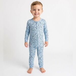Pixie Lane Blue Smiley Face Boys One Piece PJ Size 2